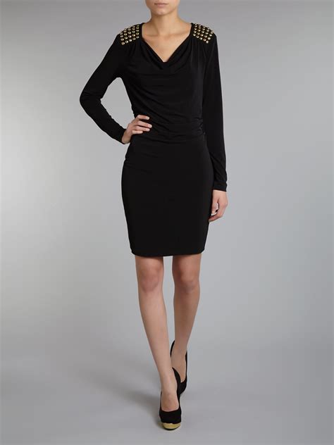 michael kors black long sleeve dress|Michael Kors shift dress.